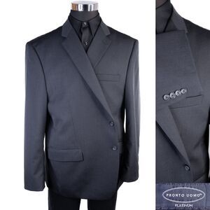 JOSEPH & FEISS mens Solid Gray Wool Blend sport coat suit jacket blazer 48L